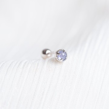 丹泉石925純銀蛋糕爪鑲轉珠耳環