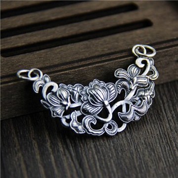 925純銀項鍊 吊墜-精美蓮花民族風復古生日情人節禮物女飾品73gh36【獨家進口】【米蘭精品】