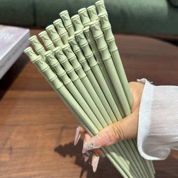 節節高升綠竹節純色合金筷子防滑不易發黴可洗碗清洗家用餐具筷子