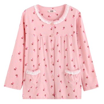 單件全棉女睡衣上衣夏季中老年長袖女睡衣夏天薄款純棉長袖女睡衣