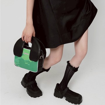 rebirth野生設定原創涂鴉撞色拼接鏈條單肩百搭手提斜挎女士包袋