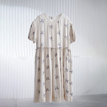 森系薰衣草刺繡棉麻洋裝968692