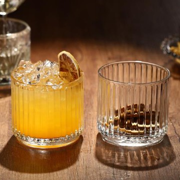 可疊刻花玻璃酒杯創意雞尾酒杯組合套裝洋酒杯子威士忌杯果汁杯