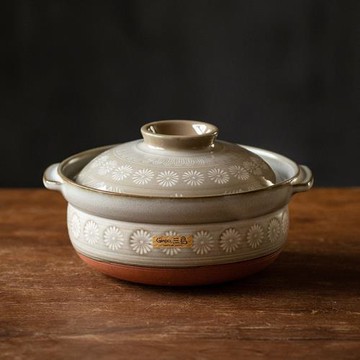 【官方正品】日本進口萬古燒花三島土鍋 家用簡約燉肉鍋 陶瓷湯鍋