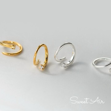 S999全純銀旋轉耳環 點綴水鑽 純銀耳骨環 M4928 小巧款 彗星在旋轉 養耳耳環 睡覺不用摘