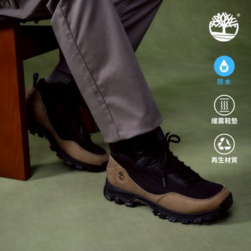 男款黑色防水中筒健行鞋|A6CH5EJT