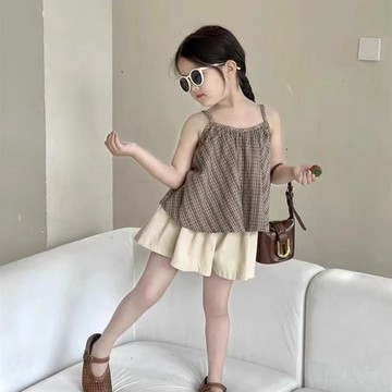 ❤️AL❤️ 女童套裝 兒童夏季套裝 中小童套裝 女童夏裝2026新款韓版吊帶套裝女寶寶無袖上衣兒童短褲兩件套童裝