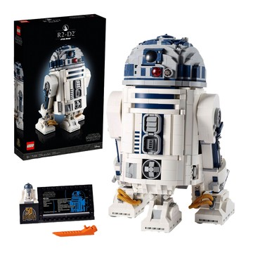 LEGO 樂高 星際大戰系列 R2-D2TM 積木遊戲 可轉動頭部 可拆卸腿部 細節豐富 附R2-D2機器人和資訊解說牌 星際大戰迷收藏禮物  白色 + 灰色 + 藍色  1盒