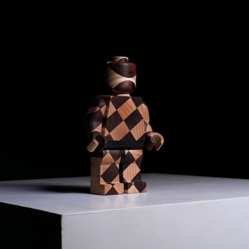 【木質積木人】 X5 斜紋-潮玩積木人 - 經典款