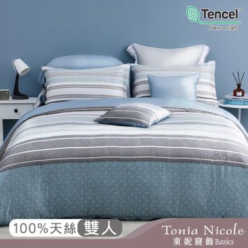 Tonia Nicole 東妮寢飾 靛海映影60支環保印染100%萊賽爾天絲兩用被床包組(雙人)
