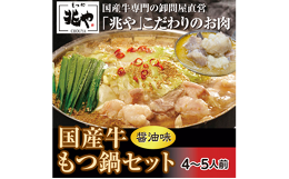 国産 牛もつ鍋 セット 4～5人前 醤油味 ちゃんぽん麺付