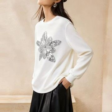 🌟折價券必買🌟中大尺碼 上衣 歐風時尚重工刺繡圓領長袖上衣【074758】DEC03｜4色  19LADY〔現貨〕