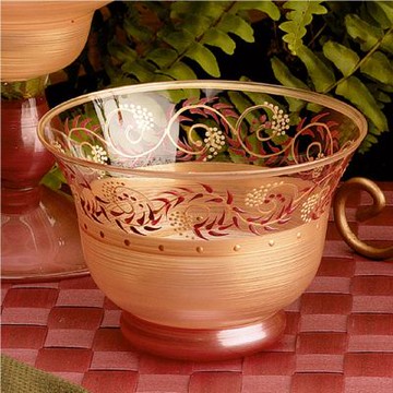 Madiggan貝斯麗   托斯卡尼金紅色彩繪玻璃蠟燭漂浮碗-買一送一