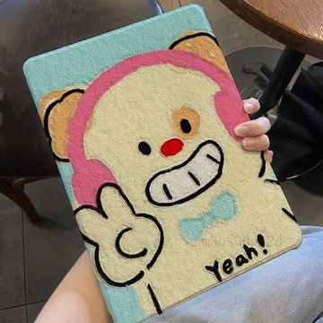 台灣出貨🚚 磨砂卡通 蘋果ipad保護殼10代書本式Pro11寸帶筆槽 防摔9.7寸air6 ipad 11代保護殼