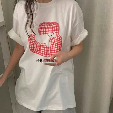 正韓T恤 印花五分袖T恤FIE1108-創翊韓都