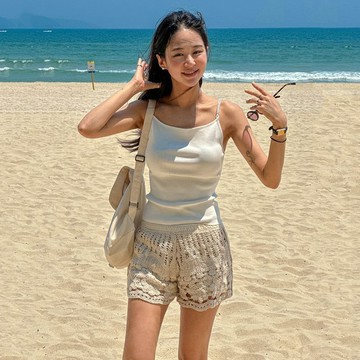爆款直降價 短褲 休閒褲 夏季 女 韓系白色鉤花鏤空針織短褲女夏季百搭高腰辣妹休閒度假沙灘熱褲