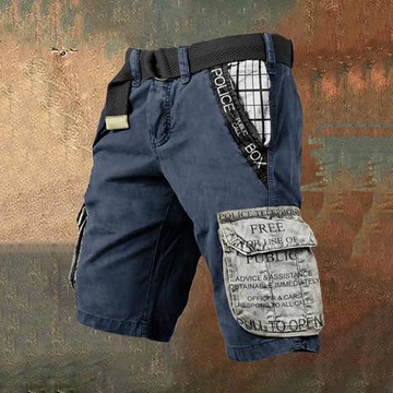 跨境獨立站亞馬遜新款3D數碼印花男士時尚休閑拉鏈工裝短褲