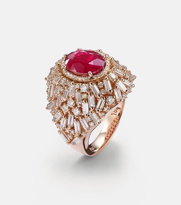 Suzanne Kalan Dome 18kt rose gold ring with ruby and diamonds