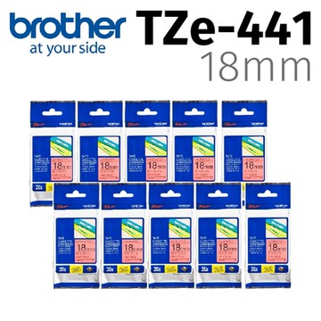 【10入組】brother 原廠護貝標籤帶 TZe-441 (紅底黑字 18mm)