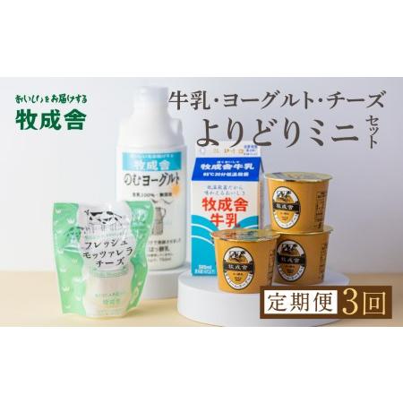 ふるさと納税 乳製品 定期便 3回＜牧成舎＞牛乳 ヨーグルト チーズ よりどりミニセット 4種 飛騨産生乳で作ったこだわりの乳製品セット 単身用 .. 岐阜県飛騨市