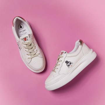 【日本京都聯名】HAPPYFACE 獨特EMMA印刷輕量厚底休閒鞋 金 (5A3028)