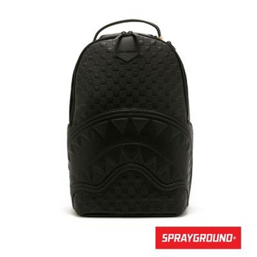 SPRAYGROUND-質感編織鋸齒鯊大容量後背包-黑色