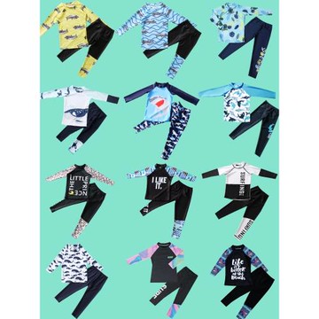 韓國兒童泳衣女長袖防曬速干小中大童男孩分體泳裝浮潛水沖浪保暖