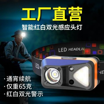 智能感應頭燈夜釣夾帽燈戶外夜跑便攜夜燈工作應急燈強光頭燈