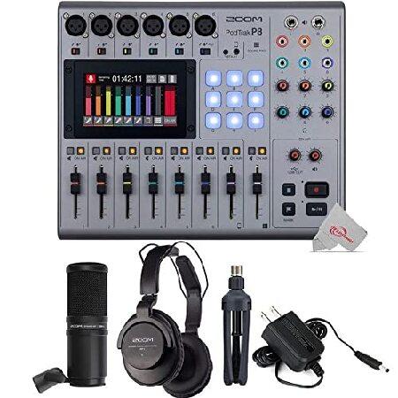 Zoom PodTrak P8 Portable Multitrack Podcast Recorder   Zoom ZDM-1 Podcast Mic Pack Accessory Bundle With Microphone