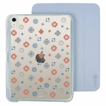 經典花色 珊瑚紅藍iPad Air 11/pro13可拆式防摔透明筆槽摺套ipad