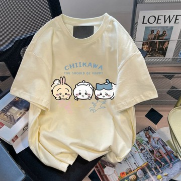 卡哇伊~印花短袖 吉伊卡哇 t恤女 日系上衣 純棉 t恤 可愛風衣服 oversize 寬鬆上衣 日系短袖 顯瘦上衣 女
