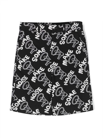 Stella McCartney Kids - graphic-motif shorts - kids - Cotton - 8 - Black