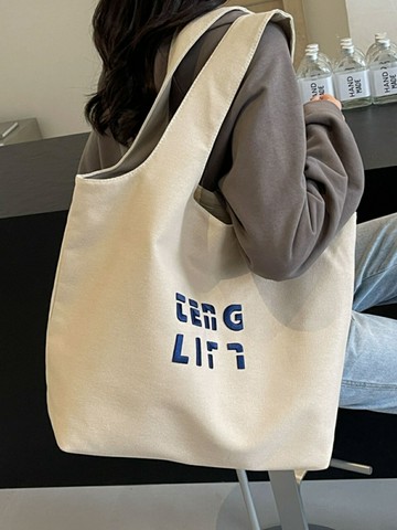 帆布大容量托特包肩背包 帆布休閑大包包女2025新款時尚簡約百搭購物袋上班通勤單肩托特包