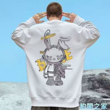 【豹開之家】M-8XL 春秋季新款棉蓋絲印花圓領套頭衛衣男 大尺碼 長袖t恤 薄款大學T 情侶衣服 長袖上衣Y2196
