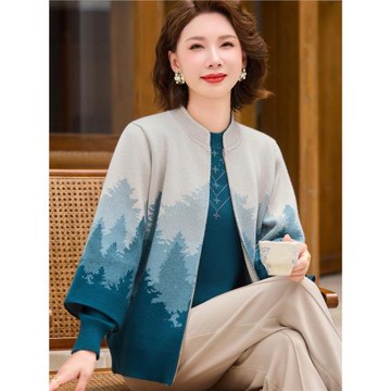 中老年媽媽裝秋冬洋氣針織衫外套2025新款高貴夫人女裝上衣兩件套
