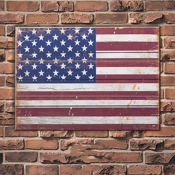 OPUS LOFT 純真年代 仿舊木板畫 美國國旗 無框畫 掛畫擺飾  40 x 30 x 2cm