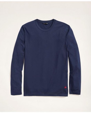 Brooks Brothers Men's Big & Tall Supima Cotton Long-Sleeve Logo T-Shirt | Navy | Size 4X