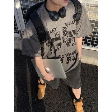 PLTH*小眾原創夏季新品寬松美式重磅日常炸街半袖男女透氣短袖T恤