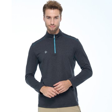 wildland荒野 男彈性雙色前開襟保暖衣霧黑色