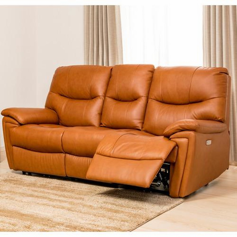 ヤマダデンキ オリジナル 電動 リクライニング ソファ3人掛け 本革