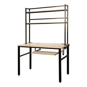 BuyJM低甲醛漂流木防潑水層架式120公分單鍵盤插座穩重工作桌/電腦桌