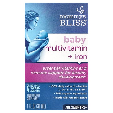 Mommy's Bliss, 嬰兒多維生素 + 鐵，2 個月，葡萄味，1 盎司（30 毫升）