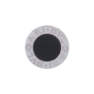 BVLGARI 寶格麗 18K 白金 黑色縞瑪瑙 單邊 耳環 356121 【二手名牌BRAND OFF】
