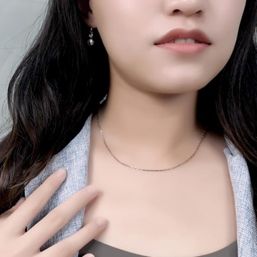 925純銀鍊．項鍊．方格鍊．16吋．AchiCat