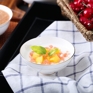 陶瓷早餐粥碗吃飯碗家用簡約高腳碗餐具甜品碗防燙圓形骨瓷飯碗