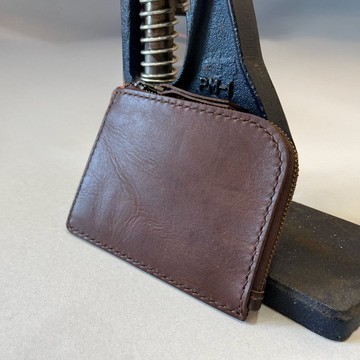 【真皮短夾】Arche 皮革錢包/短夾/植鞣革/客製化 -黑可可