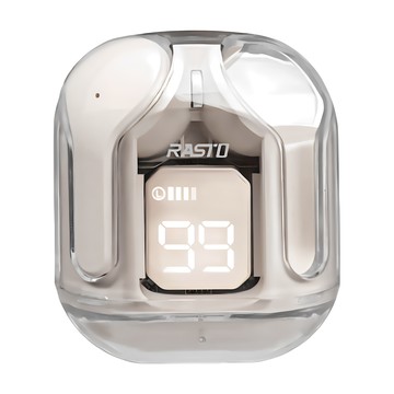 RASTO 日系設計電量顯示真無線5.3藍牙耳機  RS62  白色