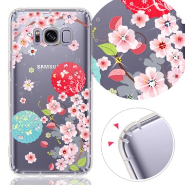 YOURS 三星 Note、S系列 彩鑽防摔手機殼-櫻雨花 25/24/23/22/21/20/10/9/Ultra/FE/+/edge/lite