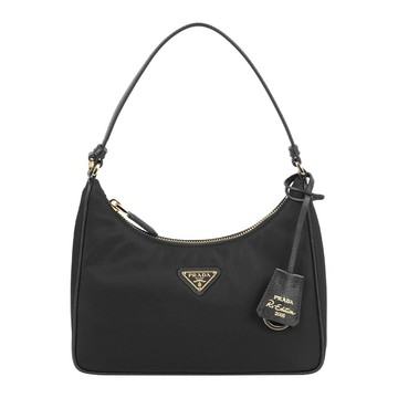 [平輸]PRADA Re-Edition 2005 金字三角牌再生尼龍迷你手提包(黑色)
