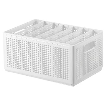 網格收納盒 L35.5*W24.5*H17.5cm 立體挺拔牢固耐用 隔板可拆卸自由組合 可折疊  白色  1個